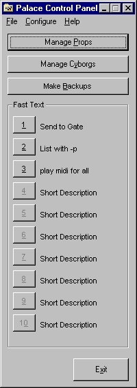 Palace Control Panel Screenshot